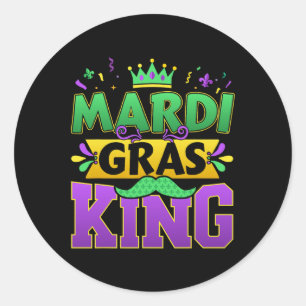 Pegatina Redonda Mardi Gras King para el disfraz del carnaval de Nu