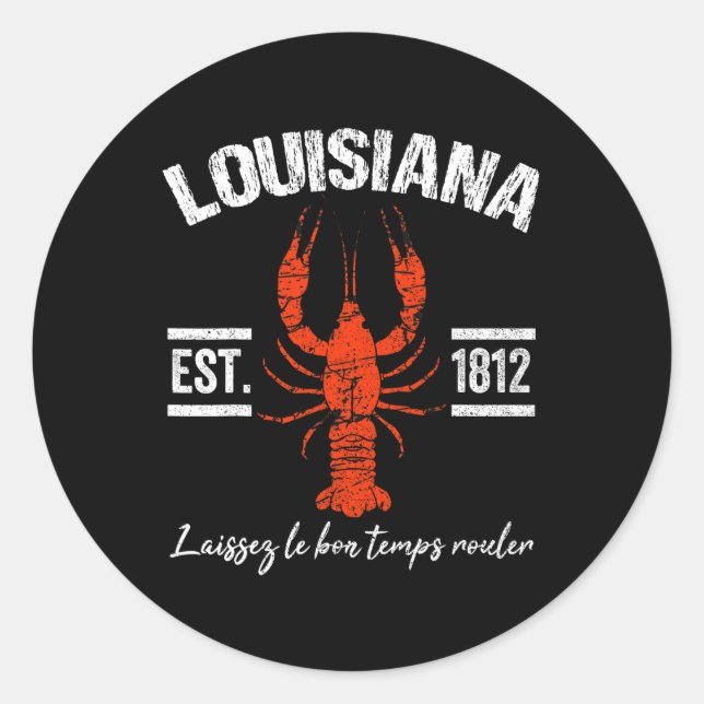 Pegatina Redonda Mardi Gras Louisiana Crawfish Tee New Orleans Homb (Anverso)