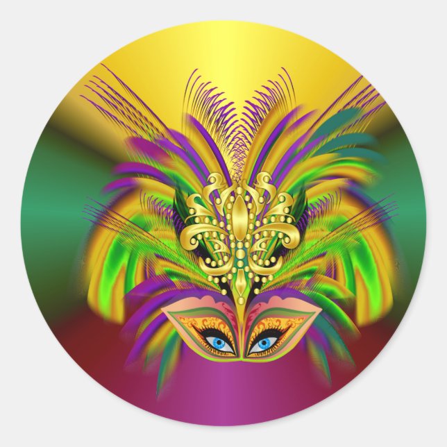 Pegatina Redonda Mardi-Gras-Mask-The Queen (Anverso)