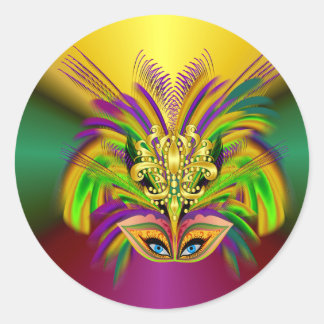 Pegatina Redonda Mardi-Gras-Mask-The Queen