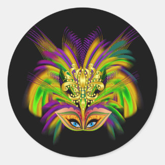 Pegatina Redonda Mardi-Gras-Mask-The-Queen-V-2
