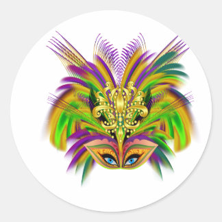 Pegatina Redonda Mardi-Gras-Mask-The-Queen-V-2