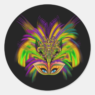 Pegatina Redonda Mardi-Gras-Mask-The-Queen-V-3