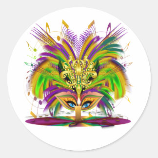 Pegatina Redonda Mardi-Gras-Mask-The-Queen-V-4