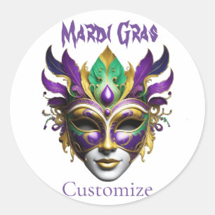 Pegatina Redonda Mardi Gras Mask Thunder_Cove
