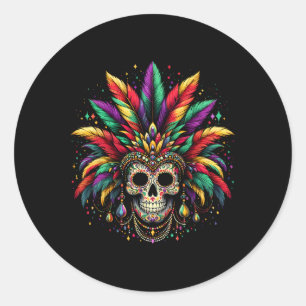 Pegatina Redonda Mardi Gras Médico de Brujas Nueva Orleans Hombres 