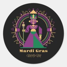 Pegatina Redonda Mardi Gras Mom 2026 Queen