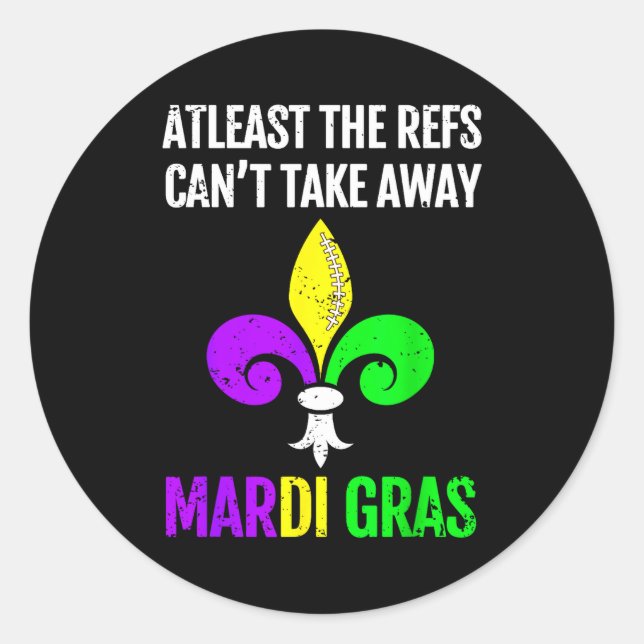 Pegatina Redonda Mardi Gras New Orleans Funny Football Gift  (Anverso)