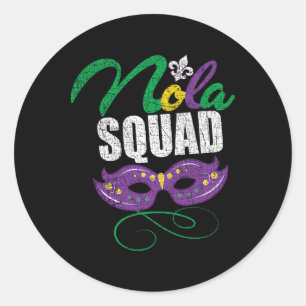 Pegatina Redonda Mardi Gras Nola Squad alteró cuentas de Nueva Orle