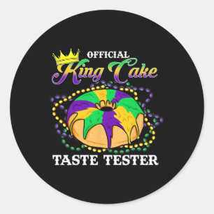 Pegatina Redonda Mardi Gras Oficial King Cake Tester Fundido