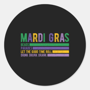 Pegatina Redonda Mardi Gras Paradase Carnaval Grasa Martes Luisiana