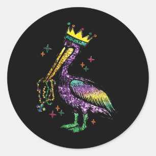 Pegatina Redonda Mardi Gras Pelican Louisiana Para Mujeres
