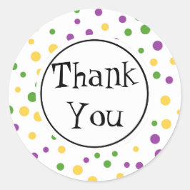 Pegatina Redonda Mardi Gras Polka Dot Cumpleaños