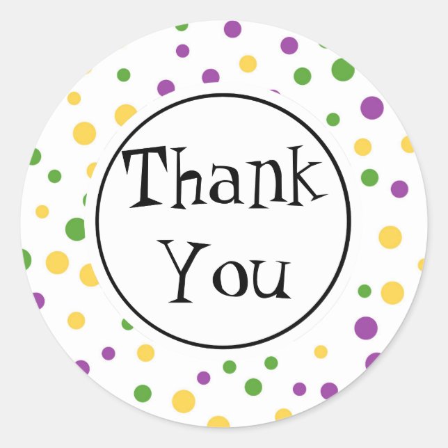 Pegatina Redonda Mardi Gras Polka Dot Cumpleaños (Anverso)