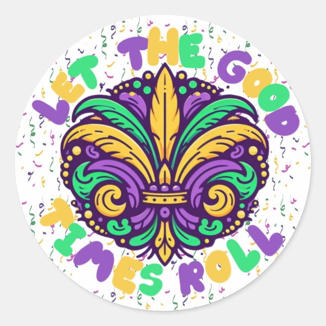 Pegatina Redonda Mardi Gras Que pasen los buenos tiempos (Anverso)