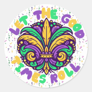 Pegatina Redonda Mardi Gras Que pasen los buenos tiempos