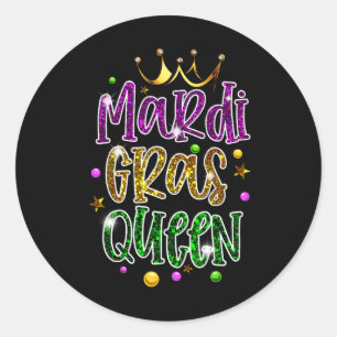 Pegatina Redonda Mardi Gras Queen Parade Disfraces Mujeres Fiestas 