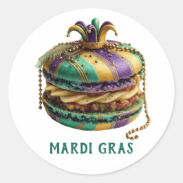 Pegatina Redonda Mardi Gras Royal Macaron