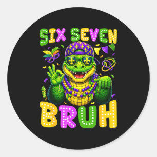 Pegatina Redonda Mardi gras seis siete hermano mardigator caimán 6