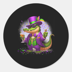 Pegatina Redonda Mardi Gras Skull Top Hat New Orleans Witch Médica