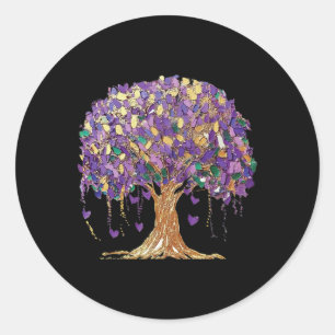 Pegatina Redonda Mardi Gras Tree Beads New Orleans 2025