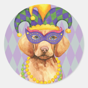 Pegatina Redonda Mardi Gras Vizsla