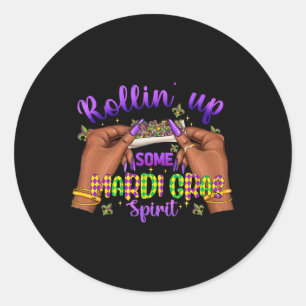 Pegatina Redonda Mardi Gras Weed acumuló divertidas vibraciones Fie