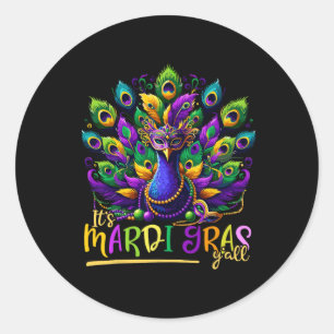 Pegatina Redonda Mardi Gras Y'all Pea Cstume Niños Mujeres Mardi