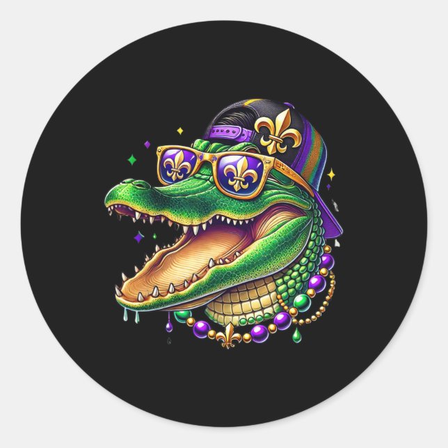 Pegatina Redonda Mardigator Mardi Gras (Anverso)