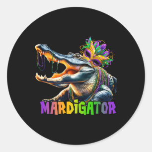 Pegatina Redonda Mardigator Mardi Gras Alligator Costume Hombres Mu