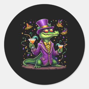 Pegatina Redonda Mardigator Mardi Gras Alligator Costume Hombres Mu