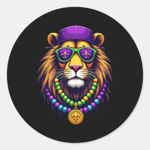 Pegatina Redonda Mardigator Mardi Gras Ropa de León Hombres Mujeres