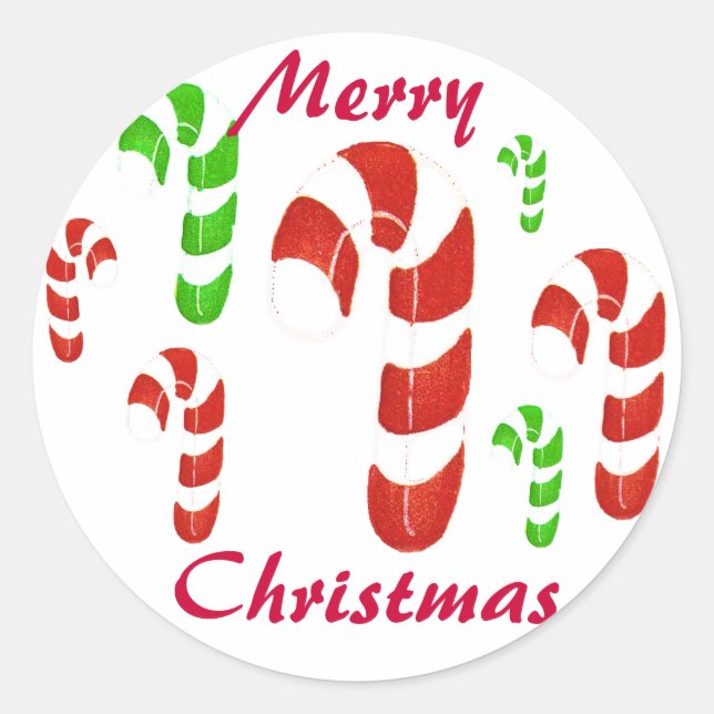 Pegatina Redonda Marea Candy Cane de navidad (Anverso)