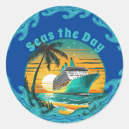 Pegatina Redonda Mares El Día: ¡Cruise en Aventura!