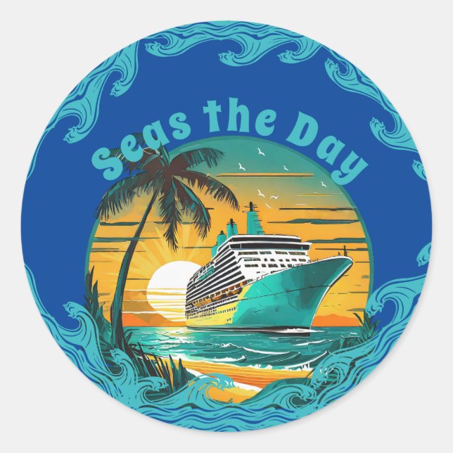 Pegatina Redonda Mares El Día: ¡Cruise en Aventura! (Anverso)