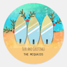 Pegatina Redonda Mares y saludos costa de renos