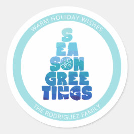 Pegatina Redonda Mares Y Saludos De Playa