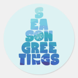 Pegatina Redonda Mares Y Saludos De Playa