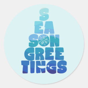 Pegatina Redonda Mares Y Saludos De Playa