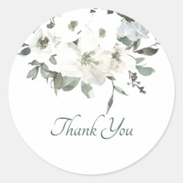 Pegatina Redonda Marfil acuarela floral gracias al clásico redondo