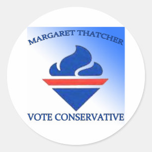 Pegatina Redonda Margaret Thatcher vota por los conservadores