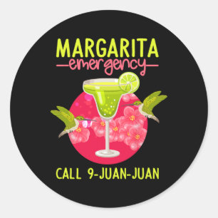 Pegatina Redonda Margarita Camisa de Emergencia Mexicana Fiesta Gra