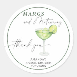 Pegatina Redonda Margarita de acuarela Gracias Despedida de soltera