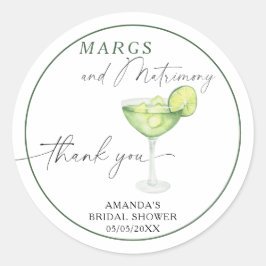 Pegatina Redonda Margarita de acuarela Gracias Fiesta de soltera 