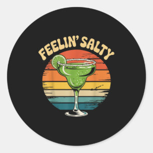 Pegatina Redonda Margarita sintiéndose salada cinco de mayo diverti