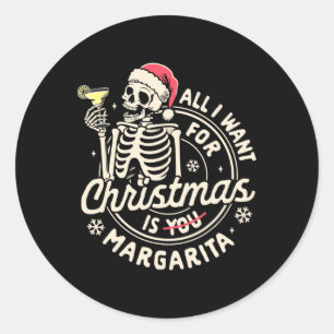 Pegatina Redonda Margarita Tail Xmas Vibes que quiero Navidades es 