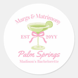 Pegatina Redonda Margaritas Bachelorette Party