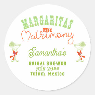 Pegatina Redonda Margaritas y Matrimonia Tulum Bachelorette Party