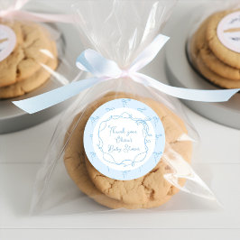 Pegatina Redonda Margen ondulado azul del arco iris azul dibujado a