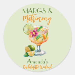 Pegatina Redonda Margs and Matrimony Tequila & Fiesta Bachelorette